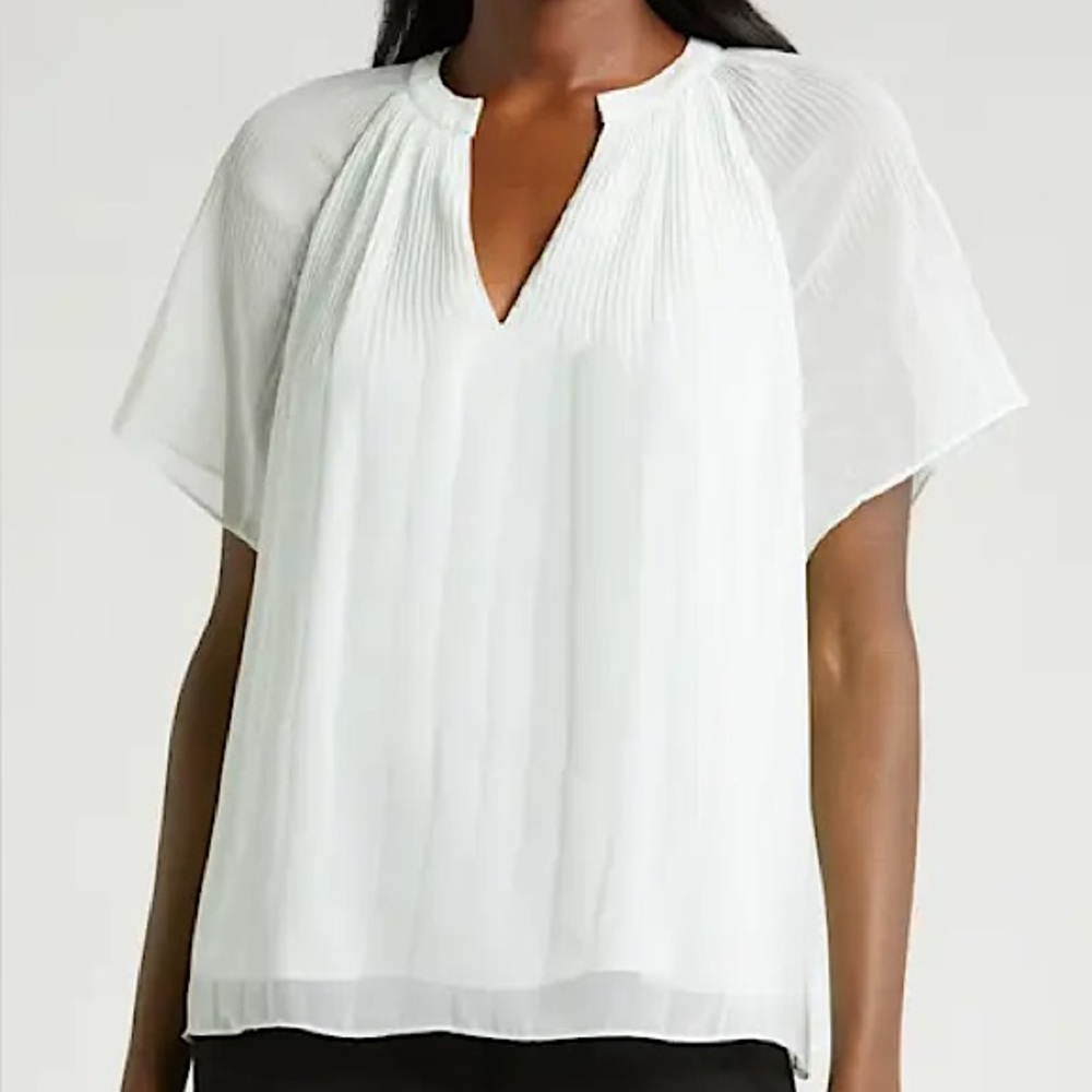 H&M White Flutter Sleeve Blouse Relaxed Fit